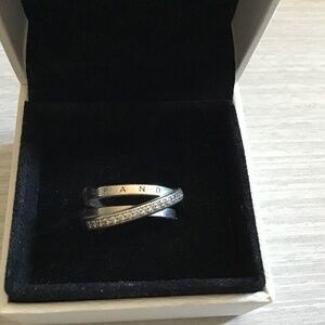 Pandora Crossover Pave Triple Band Size 52